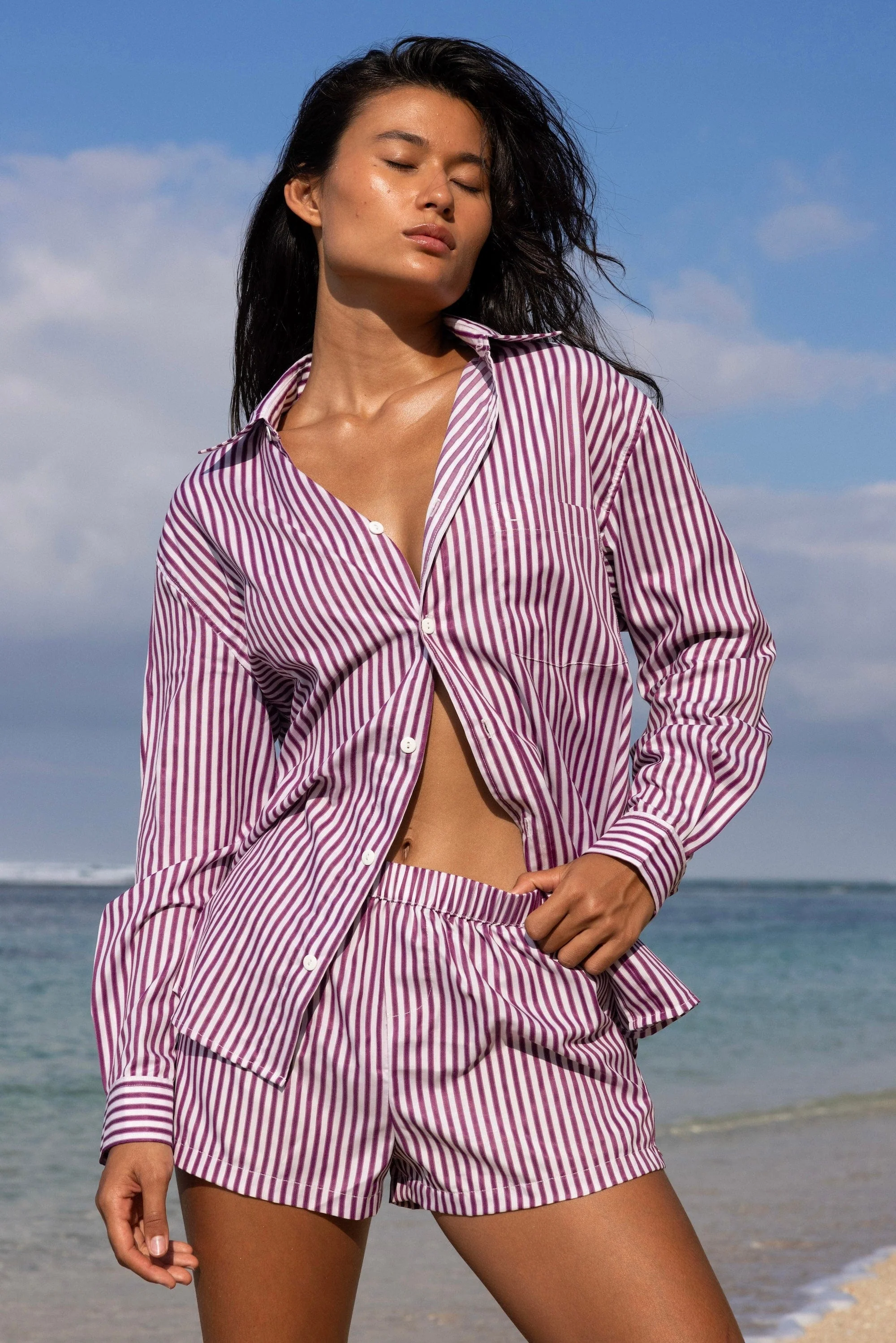 Striped Boxers Plum - Image 5