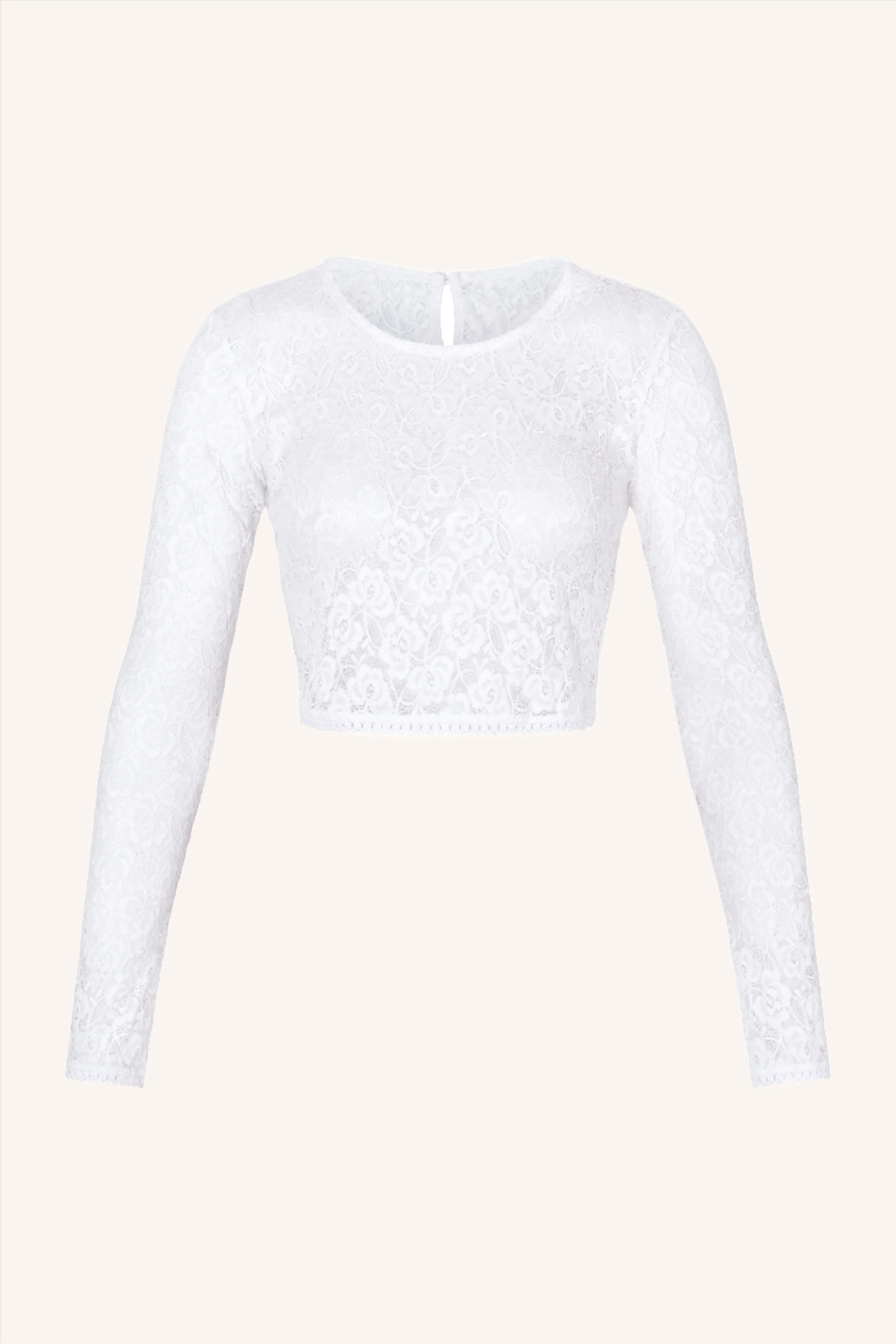 Long Sleeve Crop Top White - Image 8